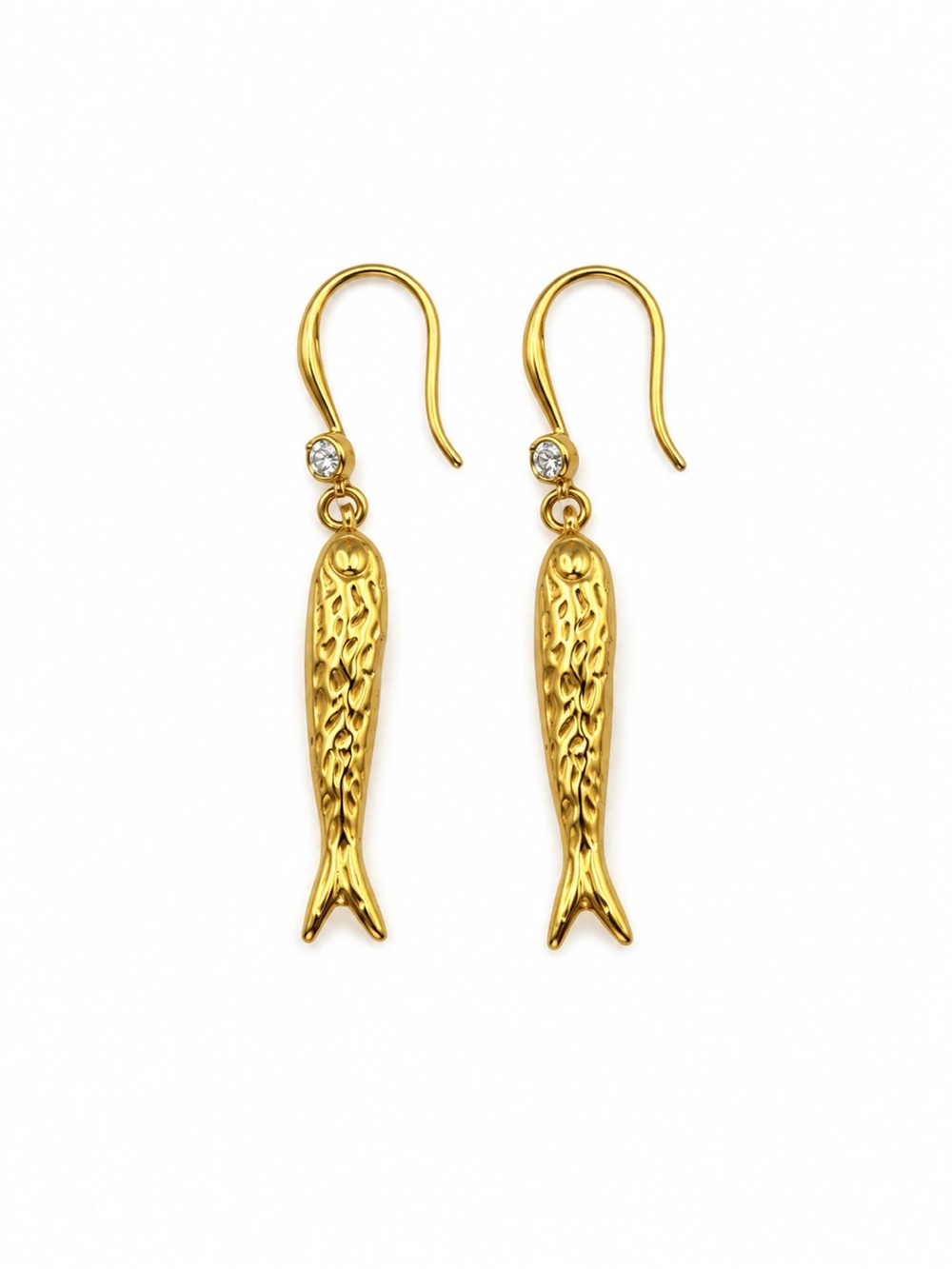 Gold Little Fish Hook Earrings
